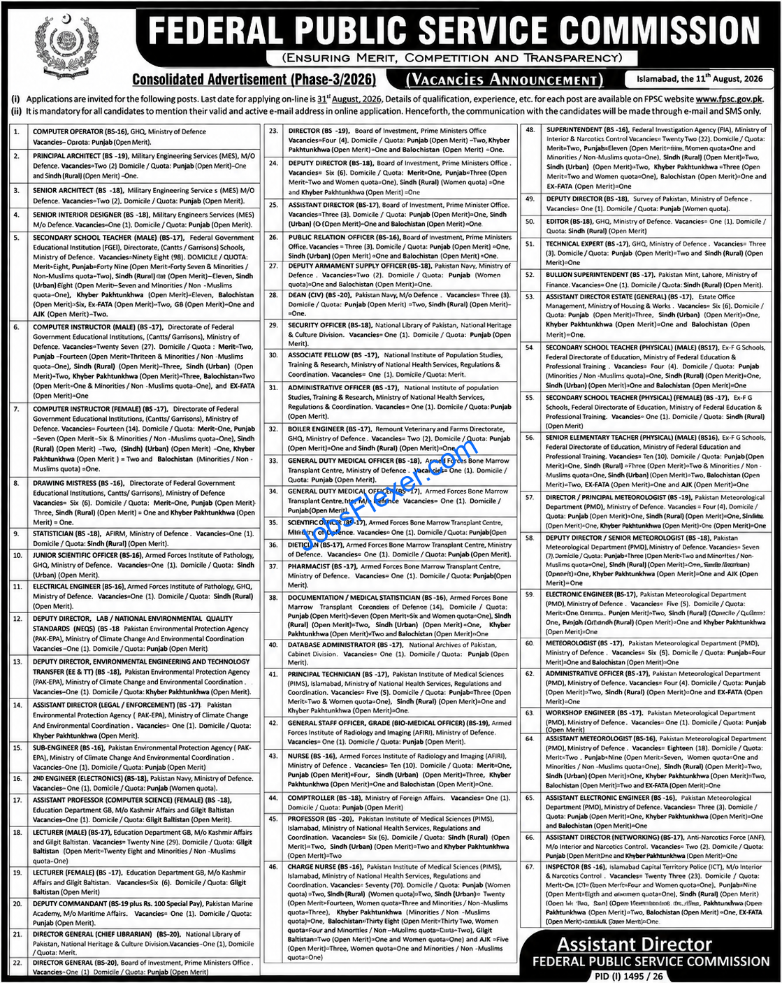 FPSC Jobs 2026 Advertisement No. 3/2026