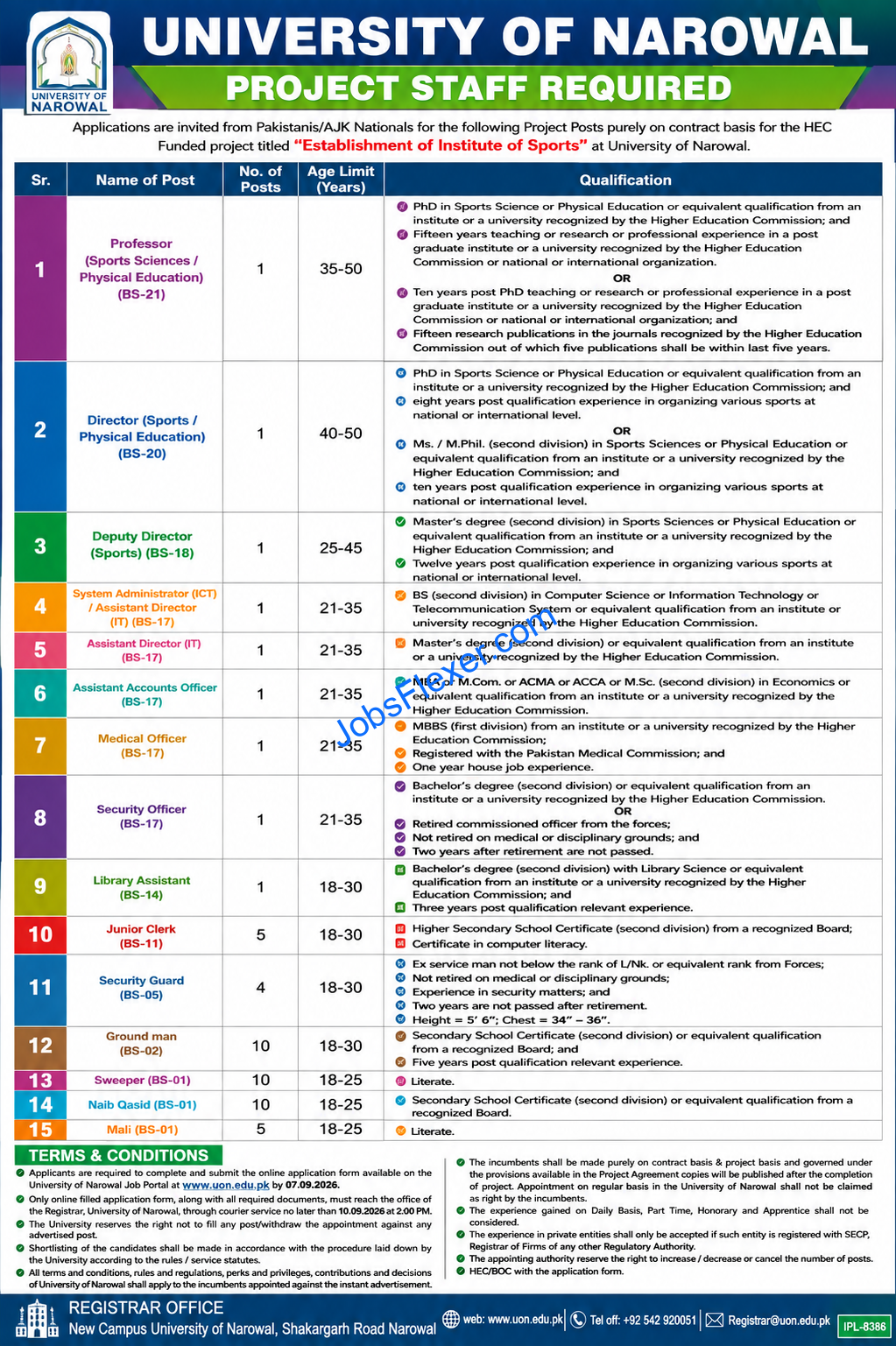 University of Narowal Jobs 2026